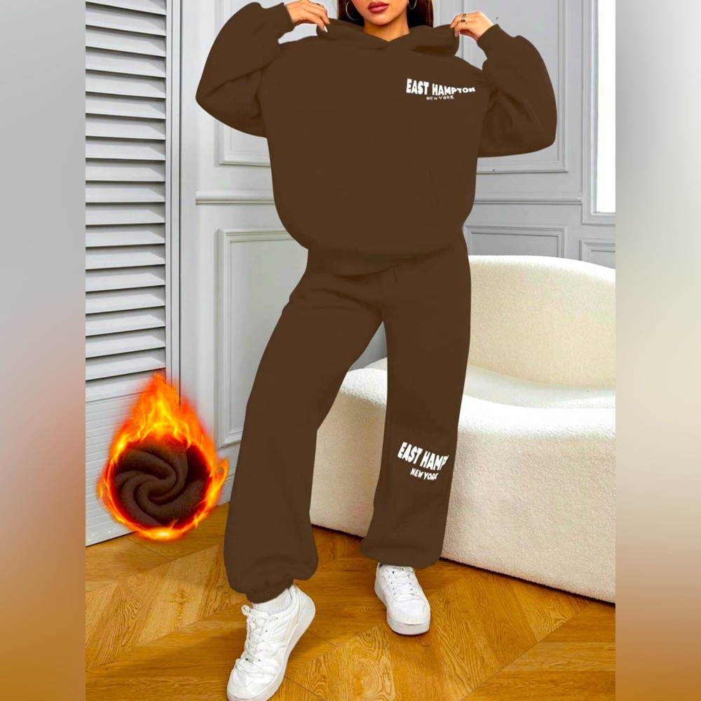 Brown East Hampton Sweatshirt AND sweatpants set!
